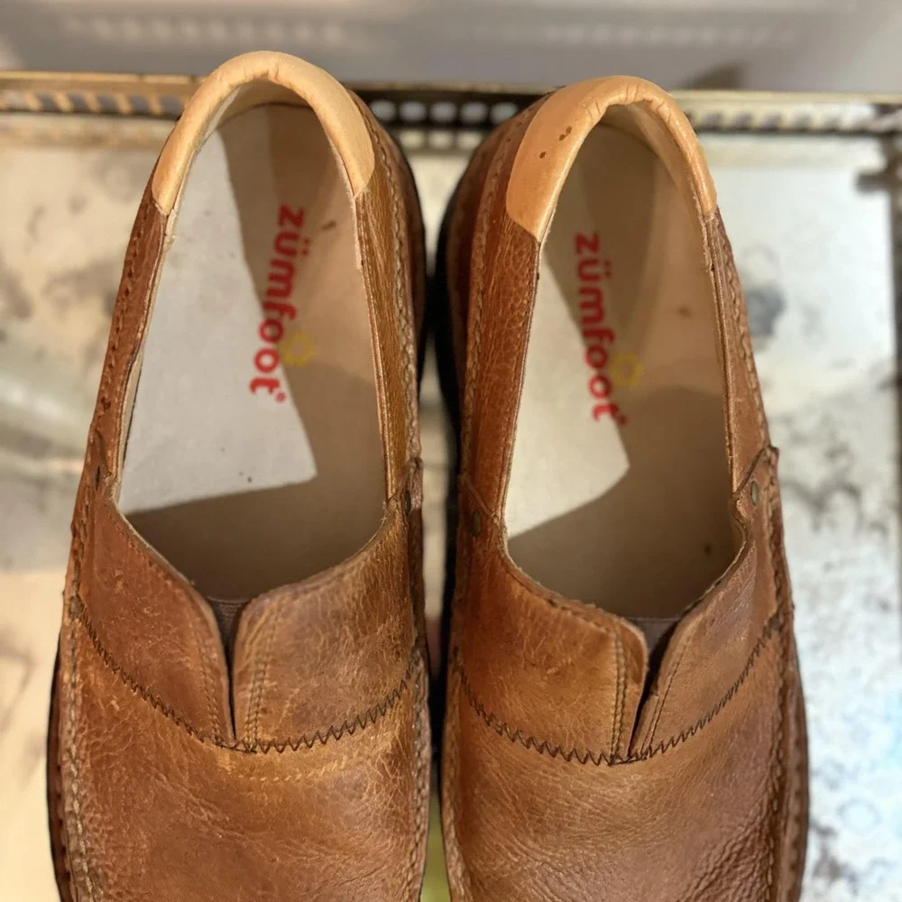 Zumfoot Shoes Mens Size EU 44 Brown Leather Slip On Loafers Comfort Casual Z2812